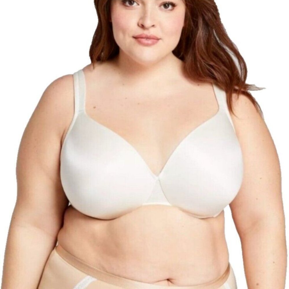 Cacique Lane Bryant Womens Bra Smooth Satin Full Coverage 38C Ivory Bisque
